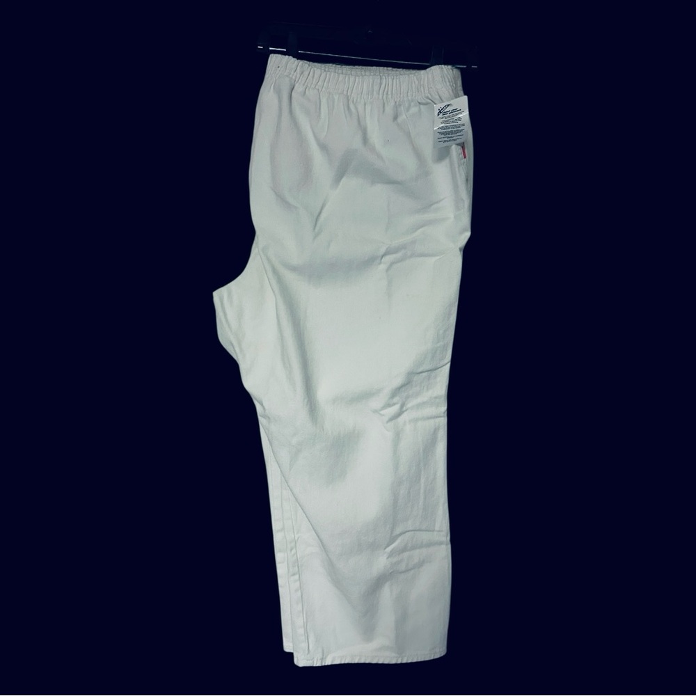 3/$15 Twill Elastic Waist Plus Size White Pull On Jeans Cotton Denim Pants 30W - Picture 4 of 11